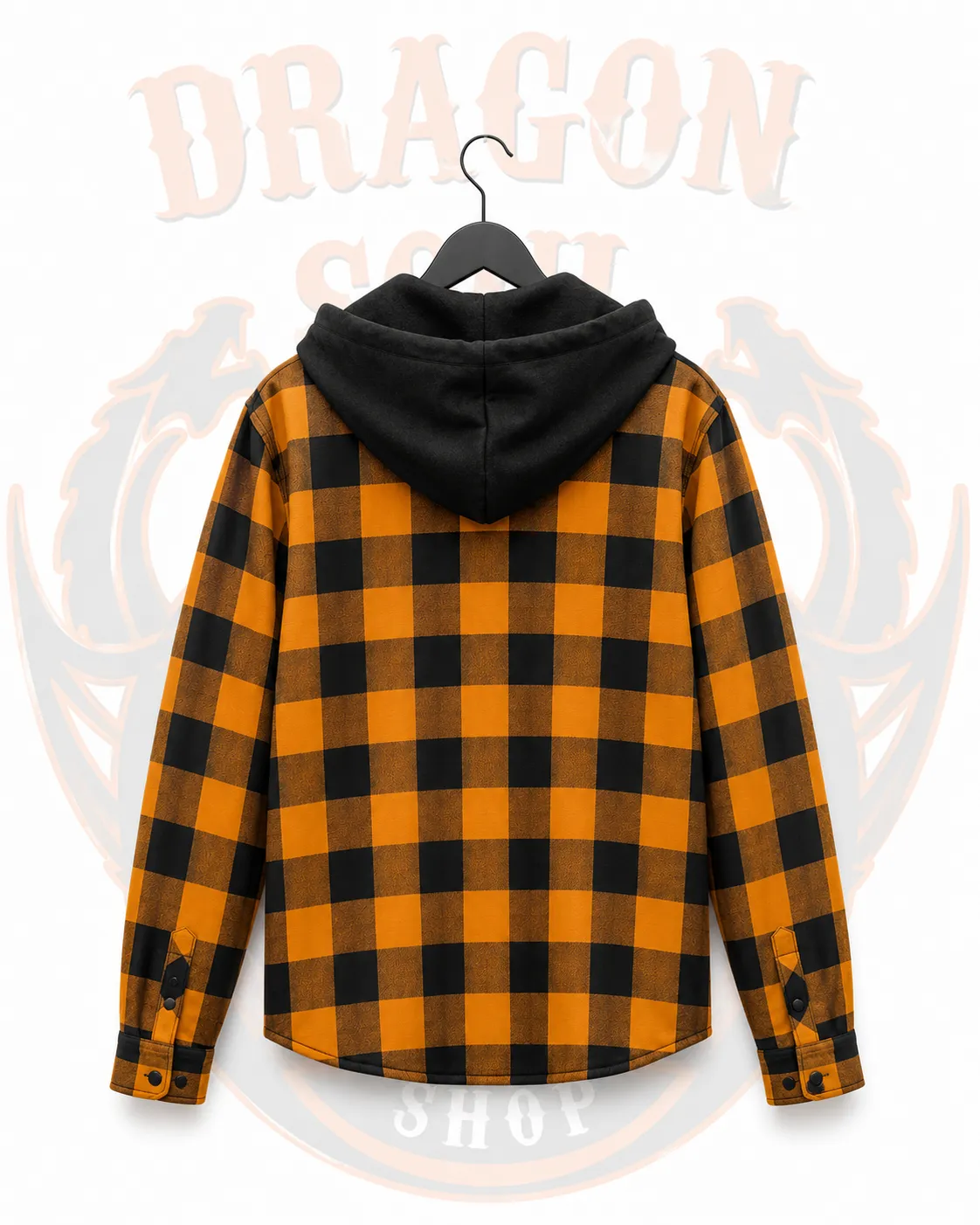 Orange & Black Check Hooded Shacket - Image 2