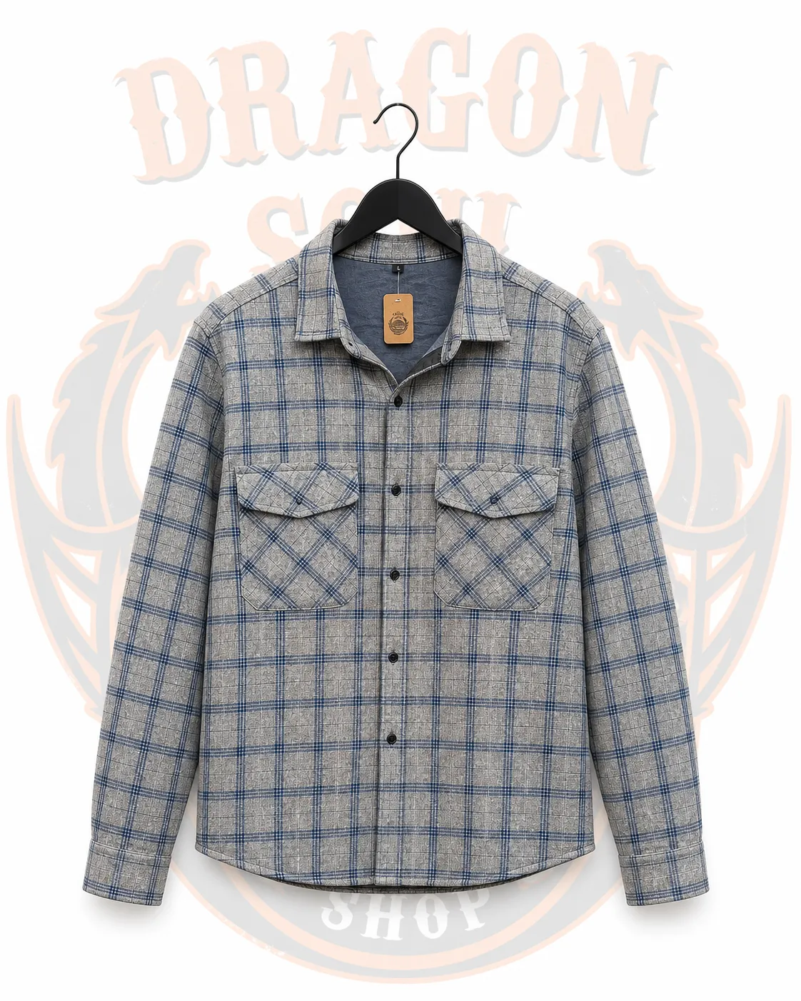 Grey & Blue Check Shirt Jacket