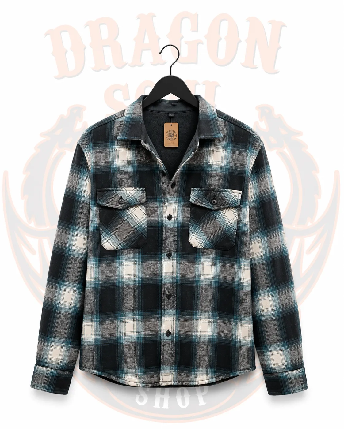Blue, Grey & White Check Shirt Jacket